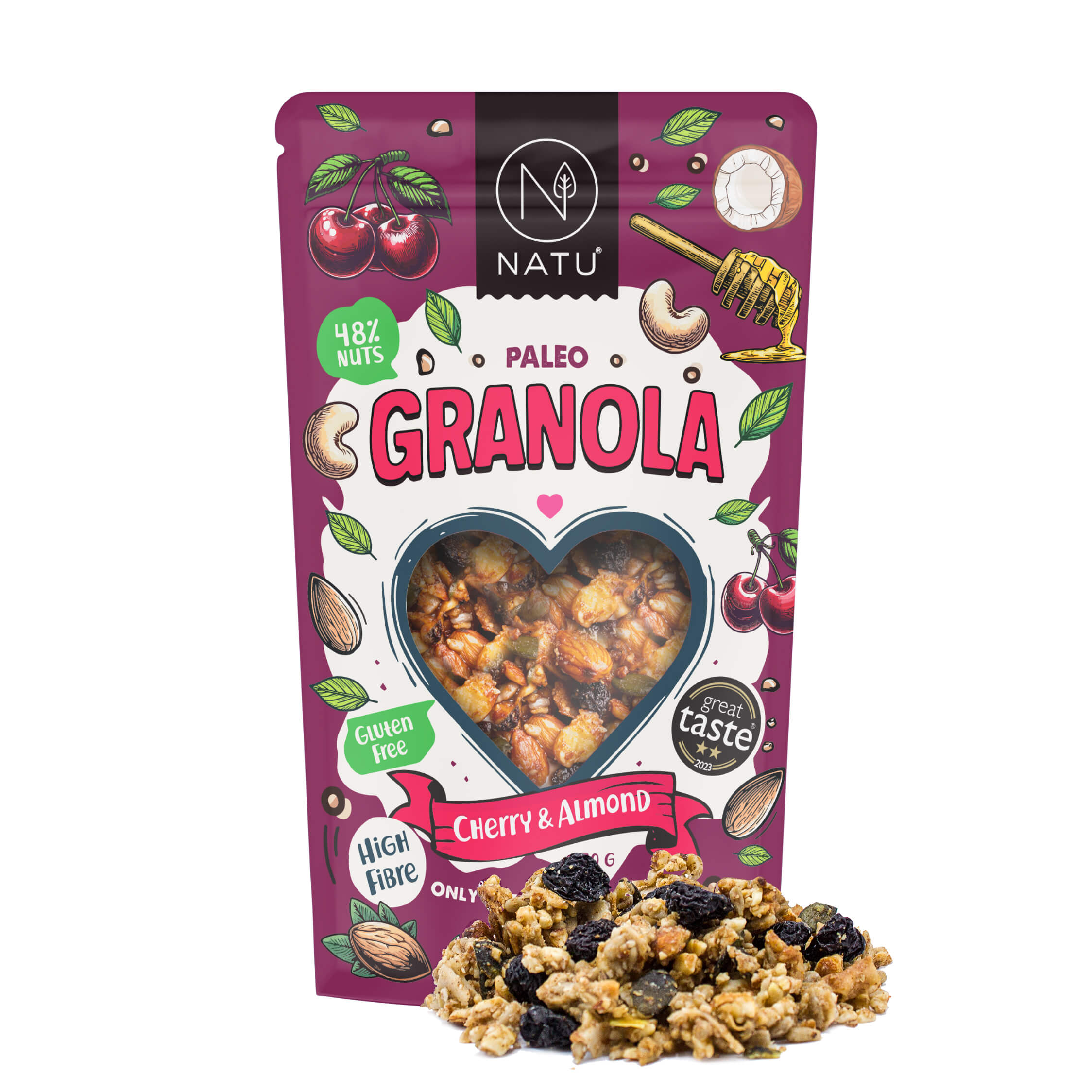 NATU Paleo Granola Třešně a mandle 370g