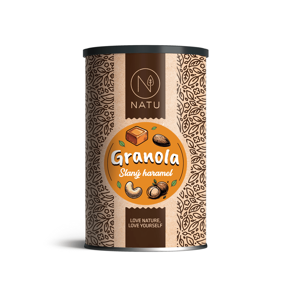 NATU Granola Slaný karamel tubus 400g