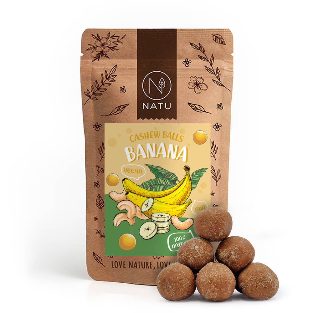 Levně NATU Banánové kuličky s kešu krémem 70g