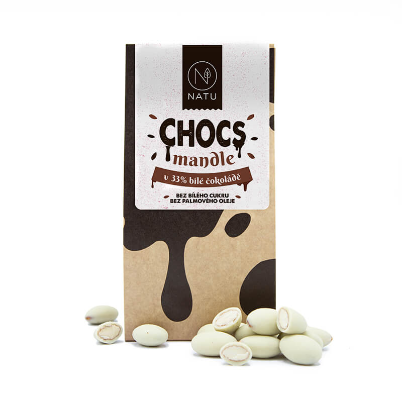 NATU CHOCS Mandle v 33% bílé čokoládě 200g