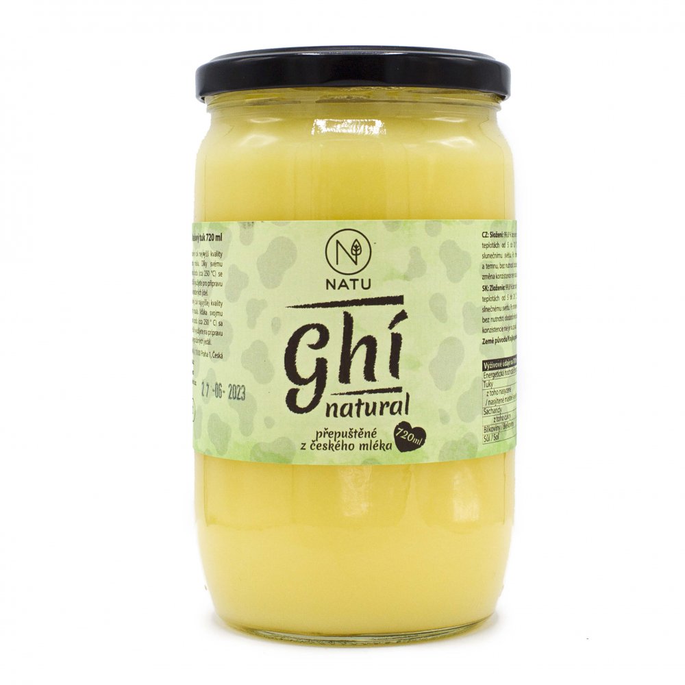 NATU Přepuštěné máslo ghí natural 720 ml