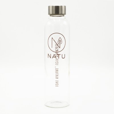 Skleněná lahev v šedém termo obalu NATU 550ml