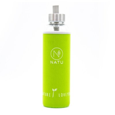 Skleněná lahev v zeleném termo obalu NATU 550ml
