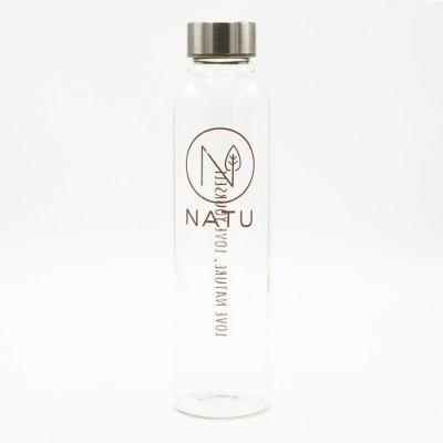Skleněná lahev v šedém termo obalu NATU 550ml