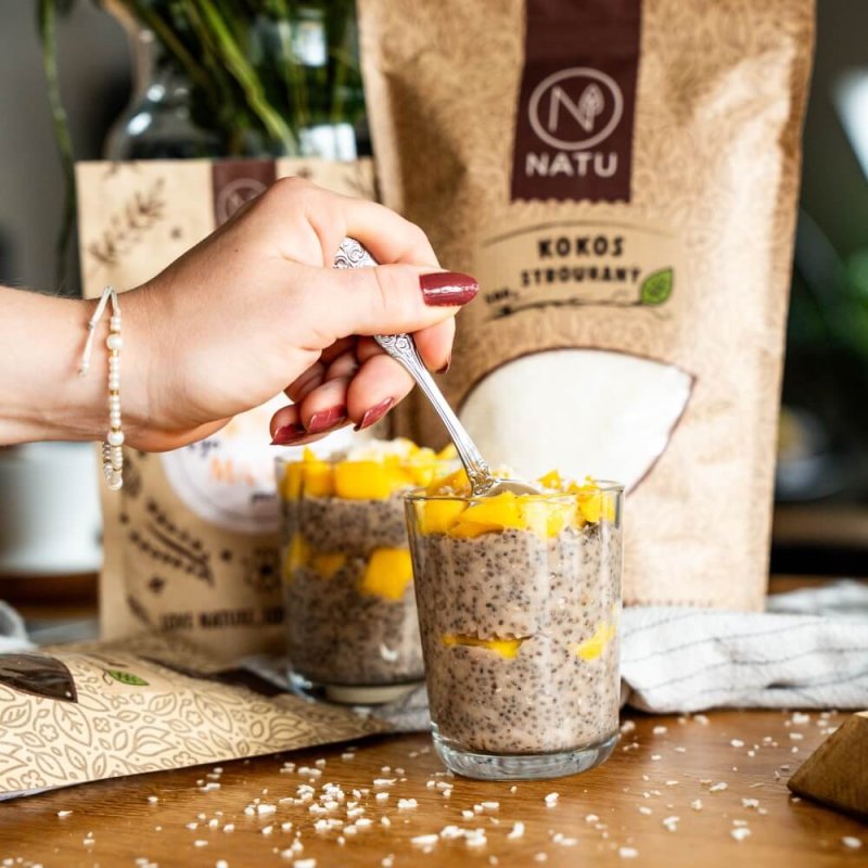 Mango chia pudink s kokosovým mlékem