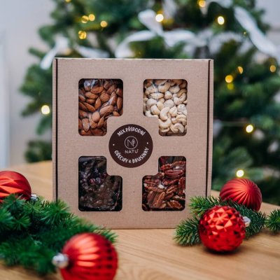 Dárkový box Přírodní ořechy s brusinkami 400g