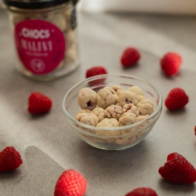 CHOCS Raspberries in 30% White Chocolate 100g