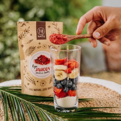 Lyofilizované jahody prach se zlomky 80g