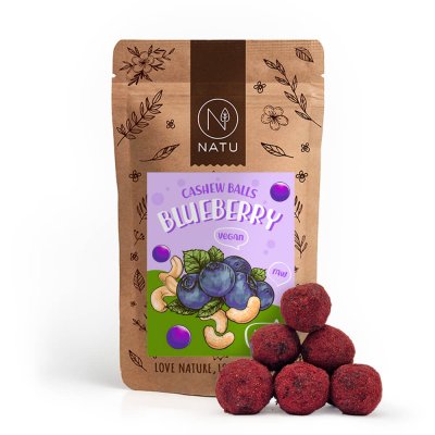 Borůvkové kuličky s kešu krémem 70g