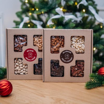 Dárkový box Přírodní ořechy s brusinkami 400g