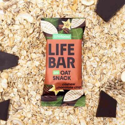 Lifefood Lifebar Oat Snack s kousky čokolády a kešu BIO 40g