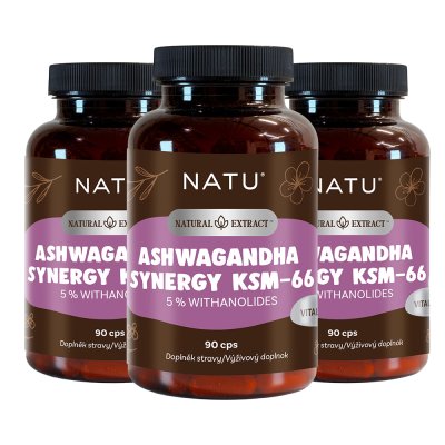 2+1 Ashwagandha extrakt KSM-66 (5% withanolidů) s piperinem 90 kapslí