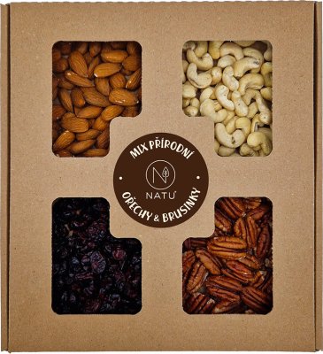 Dárkový box Přírodní ořechy s brusinkami 400g