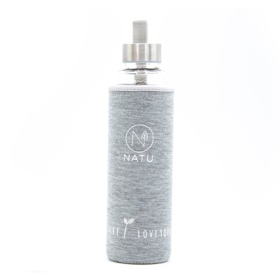 Skleněná lahev v šedém termo obalu NATU 550ml