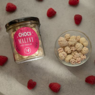 CHOCS Raspberries in 30% White Chocolate 100g