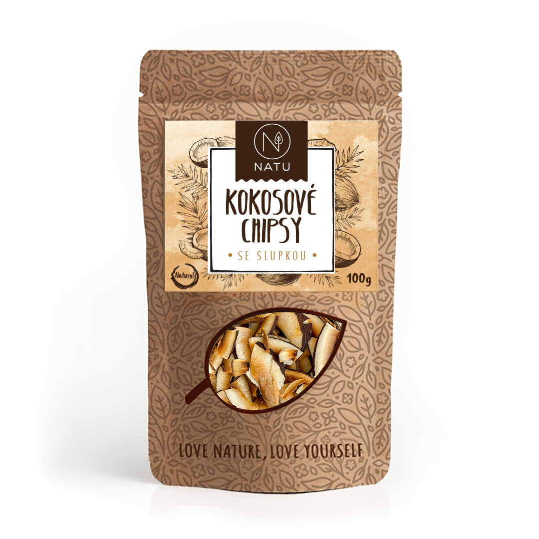 NATU Kokosové chipsy se slupkou 100g