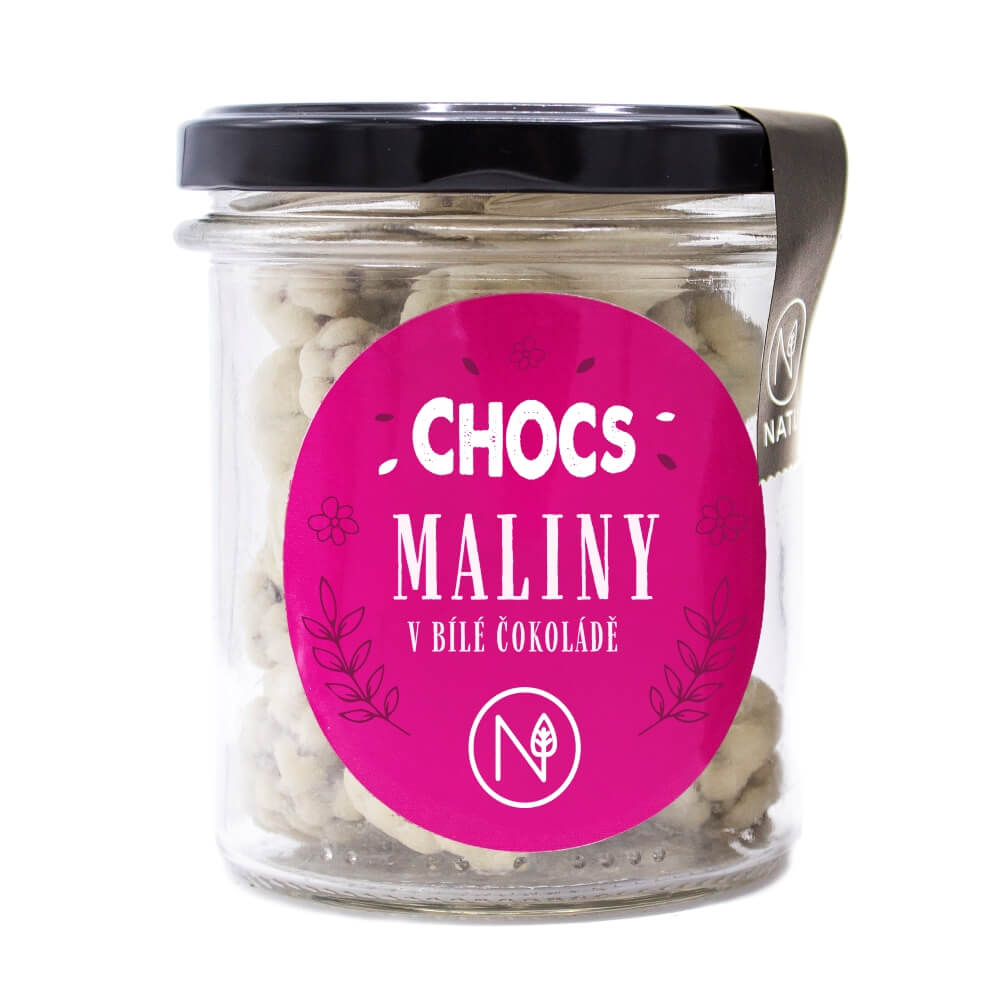 NATU CHOCS Maliny v 30% bílé čokoládě 100g