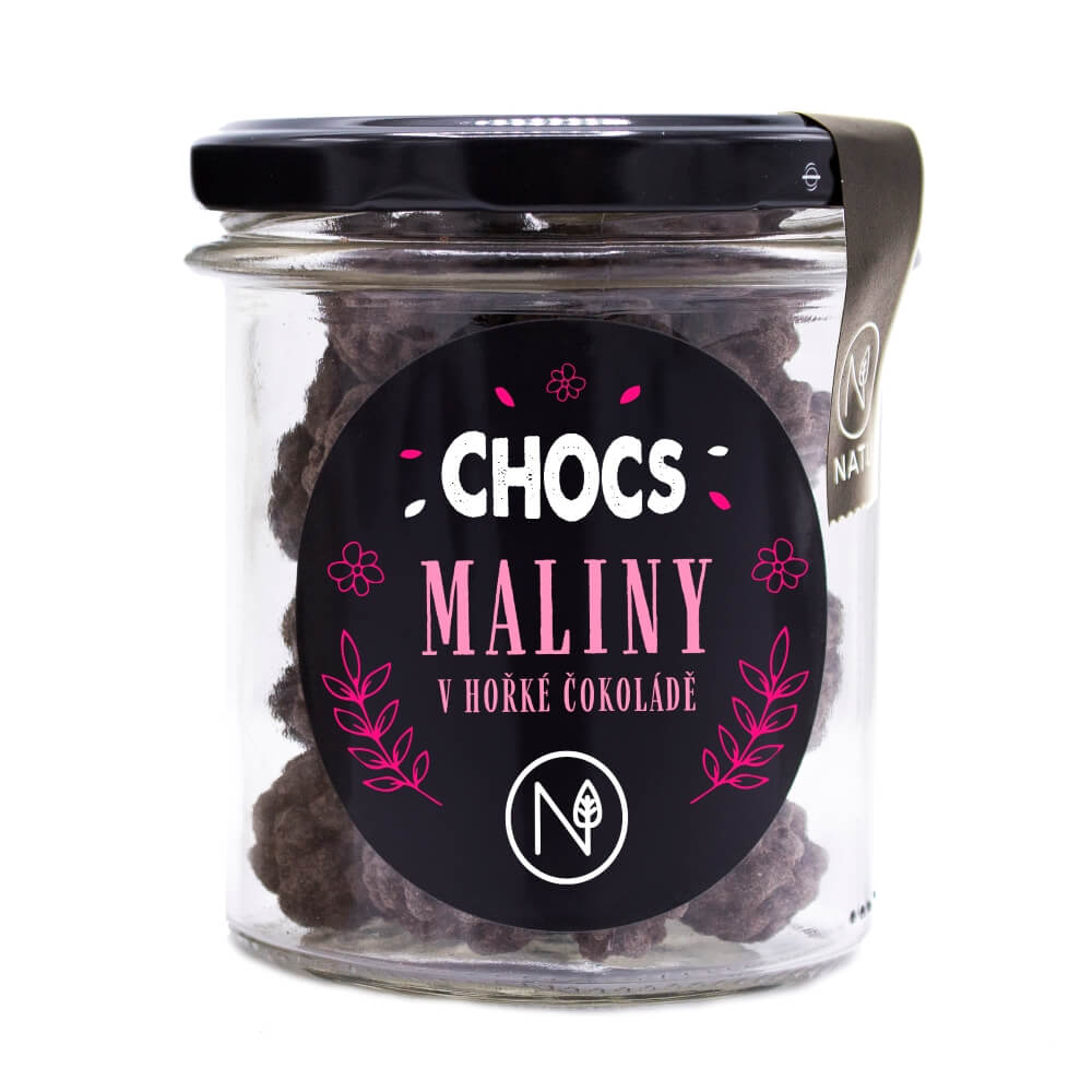 NATU CHOCS Maliny v 60% hořké čokoládě 90g