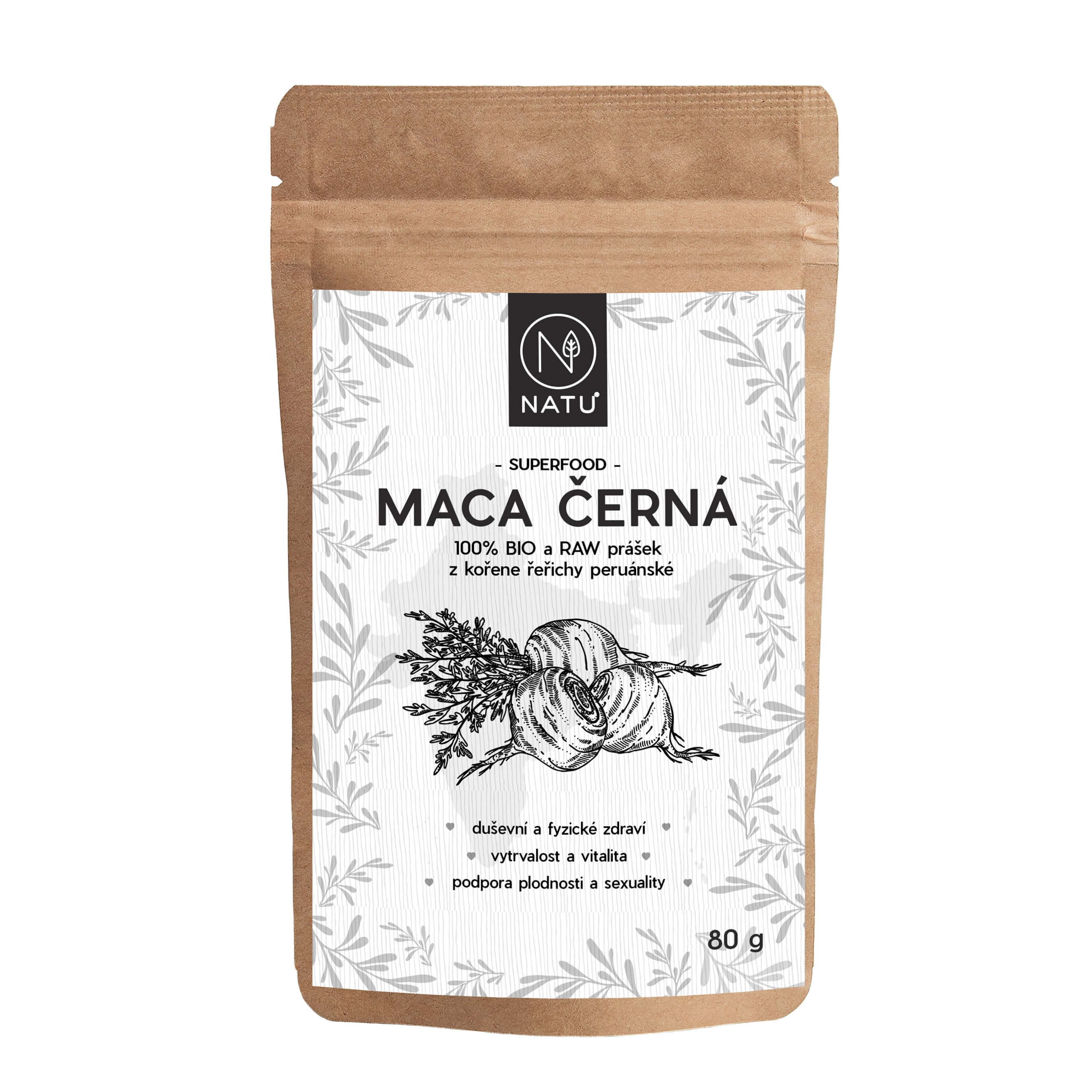 NATU Maca černá BIO prášek 80 g