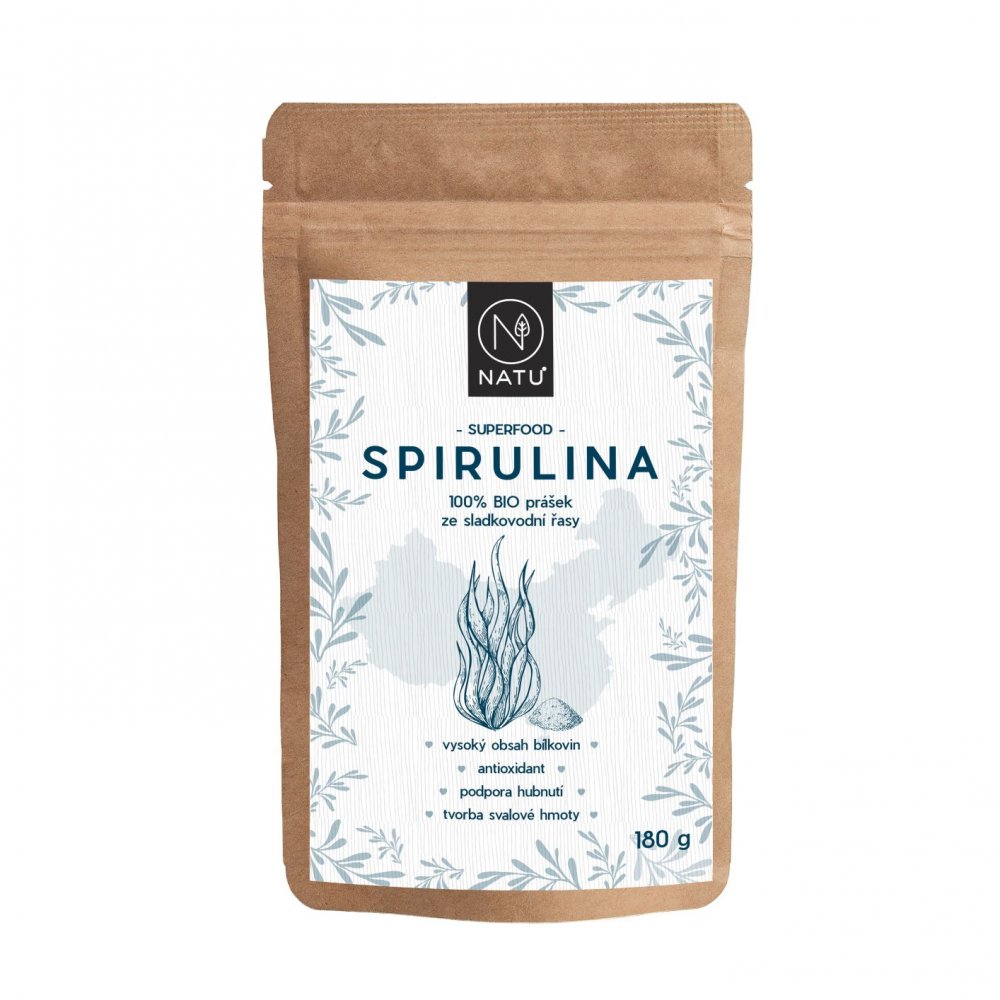 NATU Spirulina BIO prášek 180 g