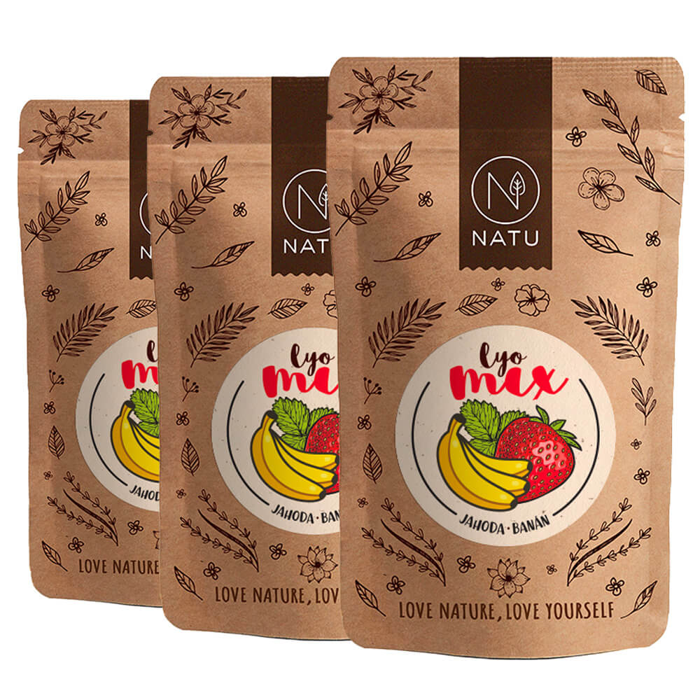 Levně NATU Lyo mix jahoda a banán 3x40g