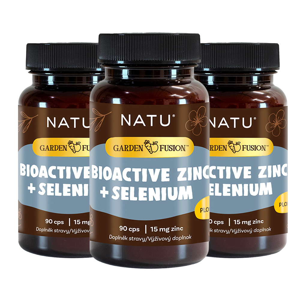 Levně NATU 2+1 Garden Fusion Bioaktivní zinek 15 mg, selen, extrakt ze zeleného čaje 90 kapslí