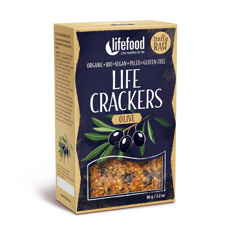 Levně Lifefood Life Crackers Olivové BIO RAW 90g