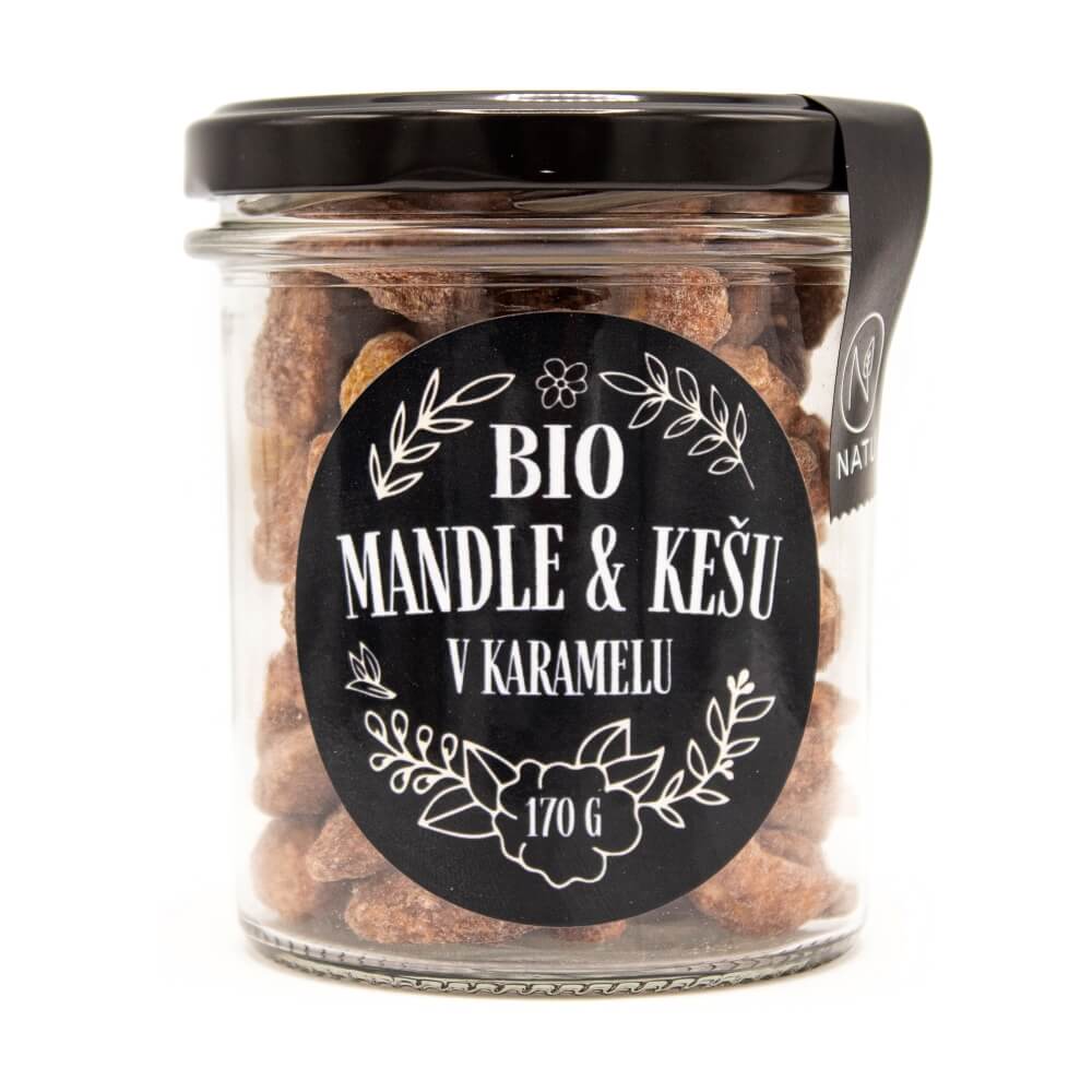 NATU Mandle a kešu ořechy v karamelu BIO 170g