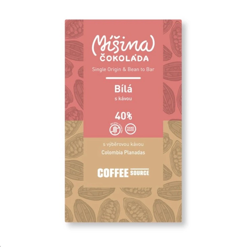 Míšina čokoláda Bílá 40% s kávou 50g