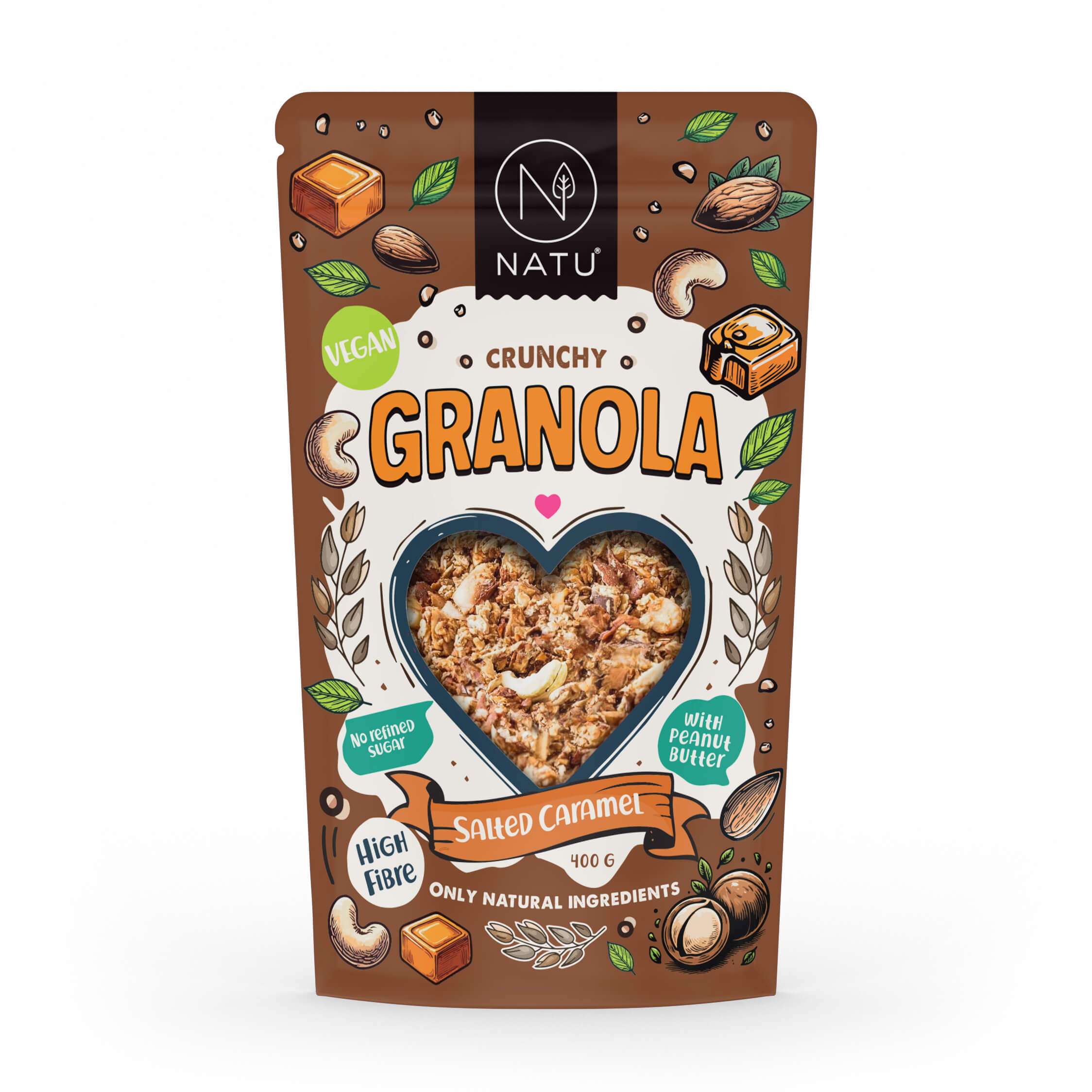 NATU Granola slaný karamel 400g